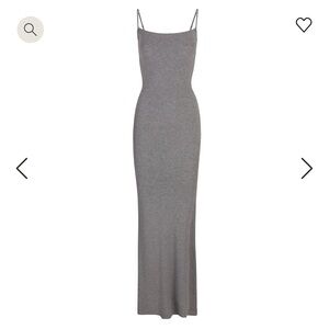 SKIMS SOFT LOUNGE LONG SLIP DRESS | HEATHER GREY XS